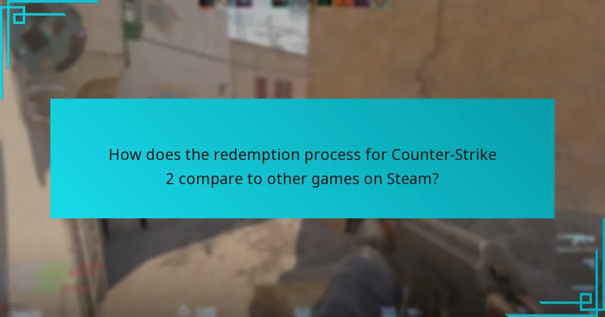 How does the redemption process for Counter-Strike 2 compare to other games on Steam?