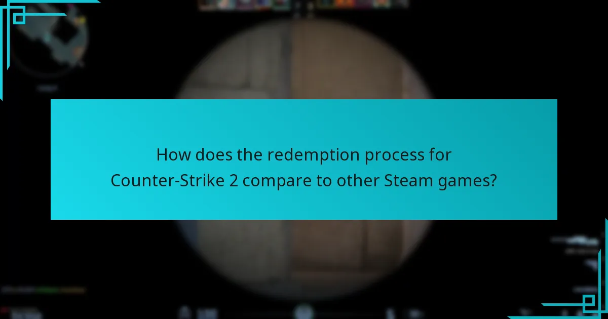 How does the redemption process for Counter-Strike 2 compare to other Steam games?
